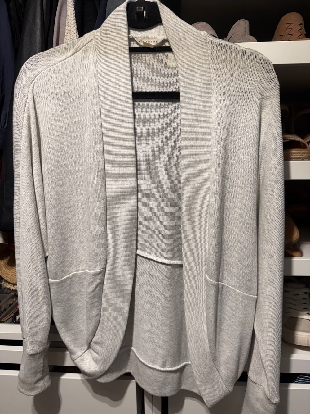 Aeropostale Light Gray Open-Front Cardigan